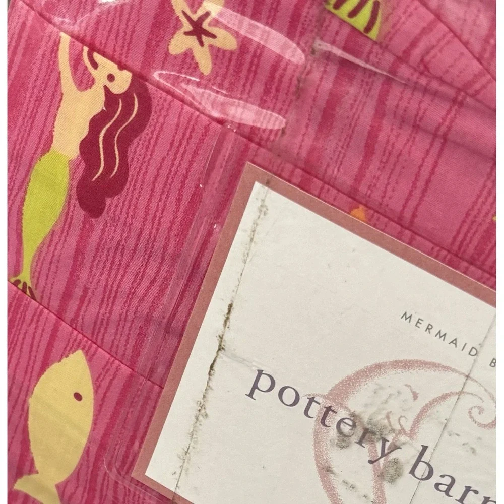 Pottery Barn Kids Mermaid Full Bed Skirt Fish Pink New 100% Cotton Whimsy Decor